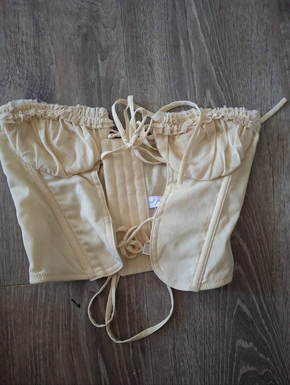 Urban Outfitters Out From Under Tie-Front Strapless Corset Top Light Yellow